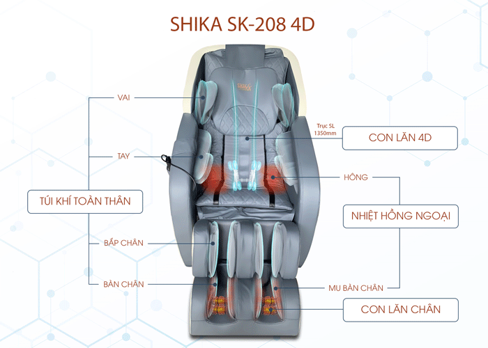 Ghế massage toàn thân Shika SK-208 4D mới nhất