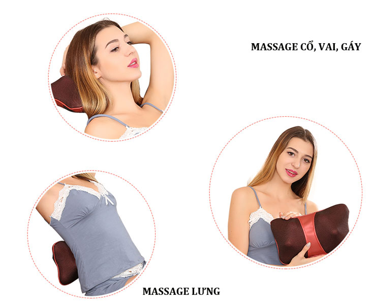 Gối massage hồng ngoại 6 bi ASUKA nhật bản 